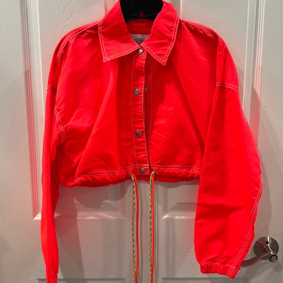 Bright orange cropped nylon jacket from urban outfitters - Picture 1 of 8